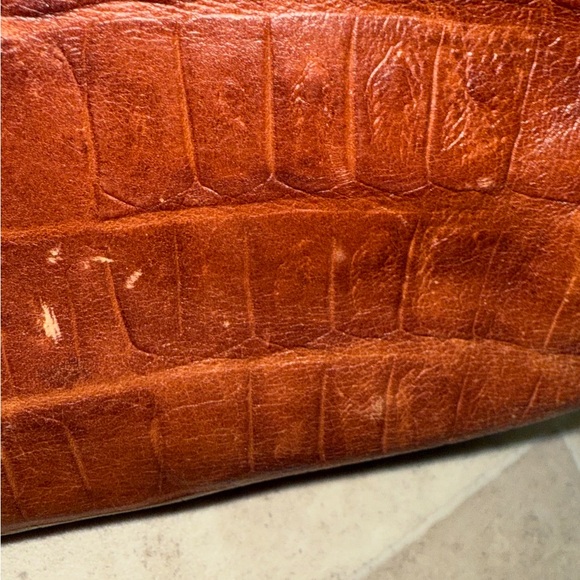 Vintage Y2K Furla Brown Croc-Embossed Genuine Leather Tote Bag - Picture 7 of 14